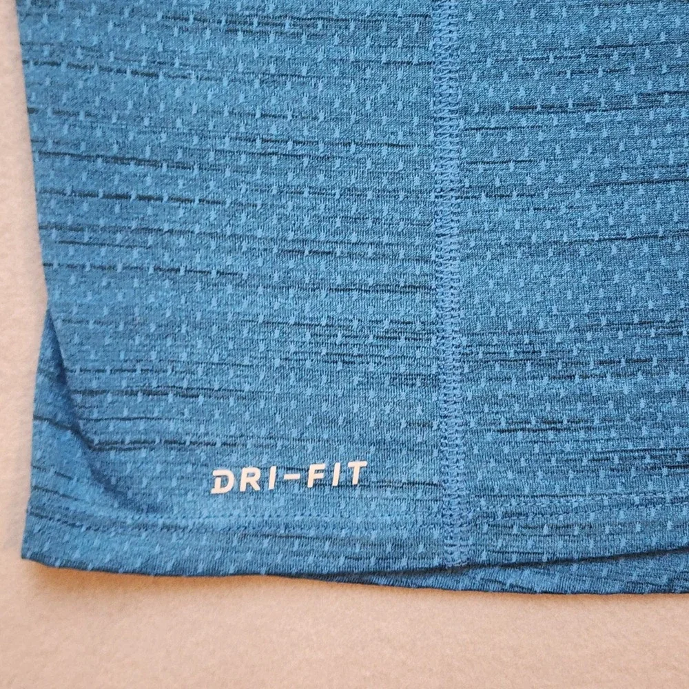 Nike Running Dri-FIT Blue Heathered Short Sleeve T-Shirt Mens Medium 718348-438